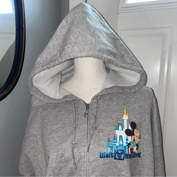 Walt Disney World Mickey Gray Zip Hoodie Sweatshirt - Picture 3 of 11
